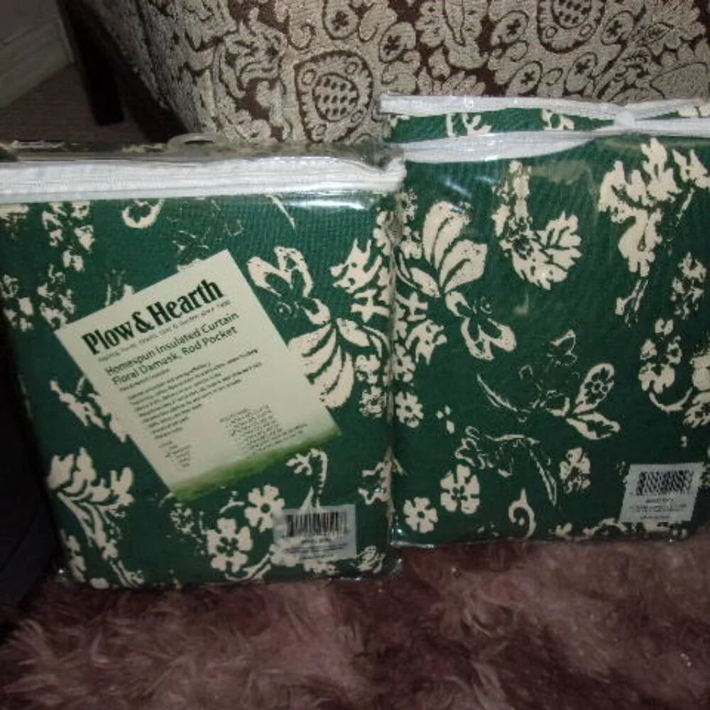 New Floral Damask Rod Pocket Homespun Insulated Curtain Panel 42” X 63
